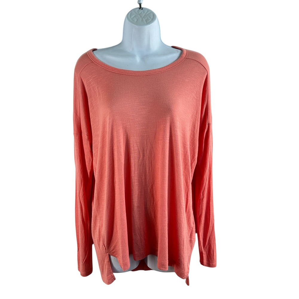 Old Navy Long Sleeve Top Coral Slub Knit‎ Relaxed Minimalist Preppy Casual Small